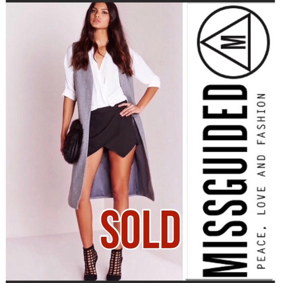 Missguided Black Wrapped Skort - Picture 1 of 8